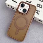 For iPhone 14 Diamond Lens Frame PC Hybrid TPU MagSafe Phone Case(Desert Gold) - 1