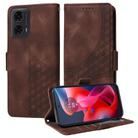 For Motorola Moto G04 / G04s / G24 / E14 Embossed Rhombus Starry Leather Phone Case(Brown) - 1
