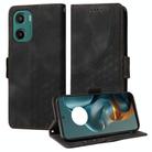 For Motorola Moto G05 / E15 Embossed Rhombus Starry Leather Phone Case(Black) - 1