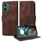 For Motorola Moto G05 / E15 Embossed Rhombus Starry Leather Phone Case(Brown) - 1