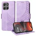 For Motorola Moto G15 / G15 Power Embossed Rhombus Starry Leather Phone Case(Purple) - 1