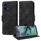 For Motorola Moto G35 Embossed Rhombus Starry Leather Phone Case(Black) - 1