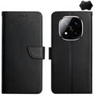 For Redmi Note 14 Pro 4G Genuine Leather Fingerprint-proof Flip Phone Case(Black) - 1