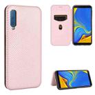 For Samsung Galaxy A7(2018) / A750 Carbon Fiber Texture Horizontal Flip TPU + PC + PU Leather Case with Rope & Card Slot(Pink) - 1