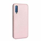 For Samsung Galaxy A7(2018) / A750 Carbon Fiber Texture Horizontal Flip TPU + PC + PU Leather Case with Rope & Card Slot(Pink) - 3