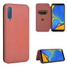 For Samsung Galaxy A7(2018) / A750 Carbon Fiber Texture Horizontal Flip TPU + PC + PU Leather Case with Rope & Card Slot(Brown) - 1
