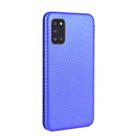 For Samsung Galaxy A31 Carbon Fiber Texture Horizontal Flip TPU + PC + PU Leather Case with Rope & Card Slot(Blue) - 2