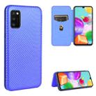For Samsung Galaxy A41(Eurasian Version) Carbon Fiber Texture Horizontal Flip TPU + PC + PU Leather Case with Rope & Card Slot(Blue) - 1