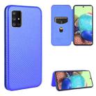 For Samsung Galaxy A51 5G Carbon Fiber Texture Horizontal Flip TPU + PC + PU Leather Case with Rope & Card Slot(Blue) - 1