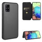 For Samsung Galaxy A71 5G Carbon Fiber Texture Horizontal Flip TPU + PC + PU Leather Case with Rope & Card Slot(Black) - 1