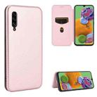 For Samsung Galaxy A90 5G Carbon Fiber Texture Horizontal Flip TPU + PC + PU Leather Case with Rope & Card Slot(Pink) - 1