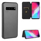 For Samsung Galaxy S10 5G Carbon Fiber Texture Horizontal Flip TPU + PC + PU Leather Case with Rope & Card Slot(Black) - 1