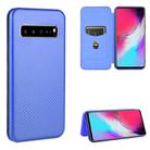 For Samsung Galaxy S10 5G Carbon Fiber Texture Horizontal Flip TPU + PC + PU Leather Case with Rope & Card Slot(Blue) - 1