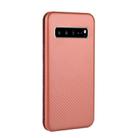 For Samsung Galaxy S10 5G Carbon Fiber Texture Horizontal Flip TPU + PC + PU Leather Case with Rope & Card Slot(Brown) - 3