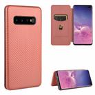 For Samsung Galaxy S10 Plus Carbon Fiber Texture Horizontal Flip TPU + PC + PU Leather Case with Rope & Card Slot(Brown) - 1