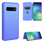 For Samsung Galaxy S10 Carbon Fiber Texture Horizontal Flip TPU + PC + PU Leather Case with Rope & Card Slot(Blue) - 1