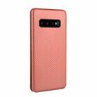 For Samsung Galaxy S10 Carbon Fiber Texture Horizontal Flip TPU + PC + PU Leather Case with Rope & Card Slot(Brown) - 3