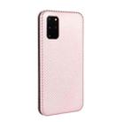 For Samsung Galaxy S20 Plus Carbon Fiber Texture Horizontal Flip TPU + PC + PU Leather Case with Rope & Card Slot(Pink) - 3
