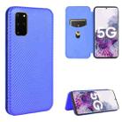 For Samsung Galaxy S20 Plus Carbon Fiber Texture Horizontal Flip TPU + PC + PU Leather Case with Rope & Card Slot(Blue) - 1