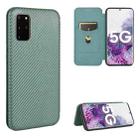 For Samsung Galaxy S20 Plus Carbon Fiber Texture Horizontal Flip TPU + PC + PU Leather Case with Rope & Card Slot(Green) - 1