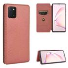 For Samsung Galaxy A81 / M60s / Note 10 Lite Carbon Fiber Texture Horizontal Flip TPU + PC + PU Leather Case with Rope & Card Slot(Brown) - 1