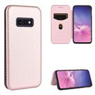 For Samsung Galaxy S10e Carbon Fiber Texture Horizontal Flip TPU + PC + PU Leather Case with Rope & Card Slot(Pink) - 1