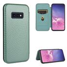 For Samsung Galaxy S10e Carbon Fiber Texture Horizontal Flip TPU + PC + PU Leather Case with Rope & Card Slot(Green) - 1