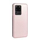 For Samsung Galaxy S20 Ultra Carbon Fiber Texture Horizontal Flip TPU + PC + PU Leather Case with Rope & Card Slot(Pink) - 3