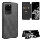 For Samsung Galaxy S20 Ultra Carbon Fiber Texture Horizontal Flip TPU + PC + PU Leather Case with Rope & Card Slot(Black) - 1