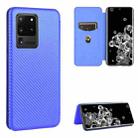 For Samsung Galaxy S20 Ultra Carbon Fiber Texture Horizontal Flip TPU + PC + PU Leather Case with Rope & Card Slot(Blue) - 1