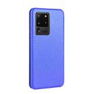 For Samsung Galaxy S20 Ultra Carbon Fiber Texture Horizontal Flip TPU + PC + PU Leather Case with Rope & Card Slot(Blue) - 3