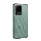 For Samsung Galaxy S20 Ultra Carbon Fiber Texture Horizontal Flip TPU + PC + PU Leather Case with Rope & Card Slot(Green) - 3