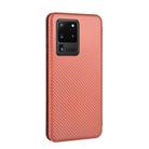 For Samsung Galaxy S20 Ultra Carbon Fiber Texture Horizontal Flip TPU + PC + PU Leather Case with Rope & Card Slot(Brown) - 2