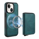 For iPhone 15 Plus/  14 Plus Denior D26 Skin Feel MagSafe Zipper Bag Leather Phone Case(Blue) - 1