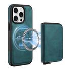 For iPhone 13 Pro Max Denior D26 Skin Feel MagSafe Zipper Bag Leather Phone Case(Blue) - 1