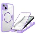 For iPhone 15 Plus CD Texture MagSafe Phone Case(Purple) - 1