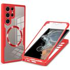 For Samsung Galaxy S22 Ultra 5G CD Texture MagSafe Phone Case(Red) - 1