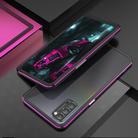 For OPPO Reno4 Aluminum Alloy Shockproof Protective Bumper Frame(Black Purple) - 2