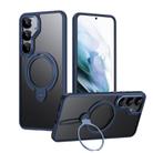 For Samsung Galaxy S25+ 5G Double Ring MagSafe Magnetic Holder Phone Case(Matte Blue) - 1