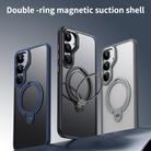 For Samsung Galaxy S25+ 5G Double Ring MagSafe Magnetic Holder Phone Case(Matte Blue) - 2