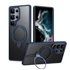 For Samsung Galaxy S25 Ultra 5G Double Ring MagSafe Magnetic Holder Phone Case(Matte Blue) - 1