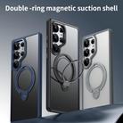 For Samsung Galaxy S25 Ultra 5G Double Ring MagSafe Magnetic Holder Phone Case(Matte Blue) - 2