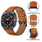 For Samsung Galaxy Watch Ultra 47mm Double Buckle Genuine Leather Watch Band(Orange) - 3