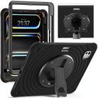 For iPad Pro 11 2024 Holder Silicone Hybrid PC Tablet Case(Black) - 1