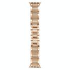 For Apple Watch 46mm / 49mm / 45mm / 44mm Wave Thread 3-bead Stainless Steel Watch Band(Rose Gold) - 2