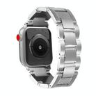 For Apple Watch 46mm / 49mm / 45mm / 44mm Wave Thread 3-bead Stainless Steel Watch Band(Silver) - 1