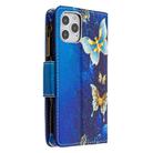 For iPhone 12 / 12 Pro Colored Drawing Pattern Zipper Horizontal Flip Leather Case with Holder & Card Slots & Wallet(Gold Butterfly) - 3