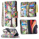 For iPhone 12 / 12 Pro Colored Drawing Pattern Zipper Horizontal Flip Leather Case with Holder & Card Slots & Wallet(Tree) - 1