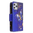 For iPhone 12 / 12 Pro Colored Drawing Pattern Zipper Horizontal Flip Leather Case with Holder & Card Slots & Wallet(Purple Butterfly) - 3