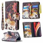 For iPhone 12 Pro Max Colored Drawing Pattern Zipper Horizontal Flip Leather Case with Holder & Card Slots & Wallet(Flower Elephants) - 1